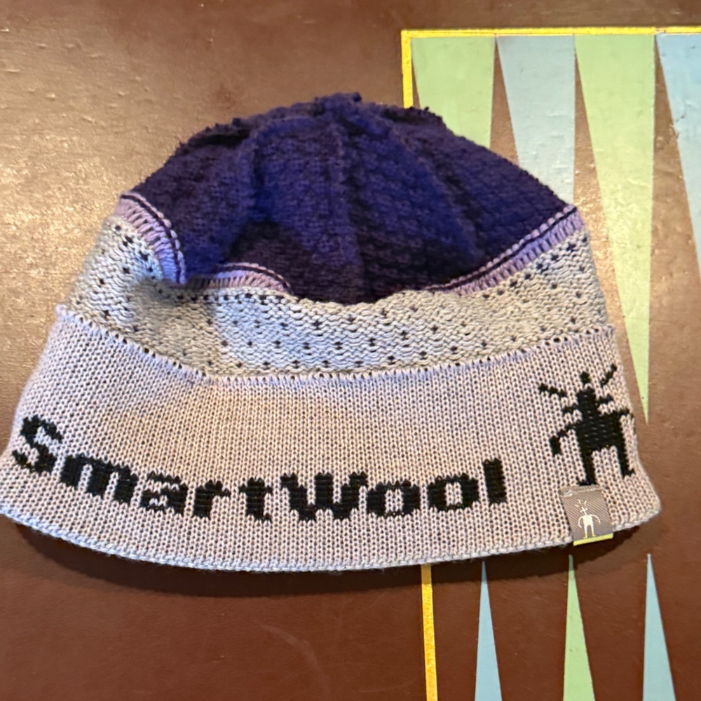 Smartwool Merino Wool Purple/Gray Knit Beanie Hat. NWOT - Picture 2 of 4